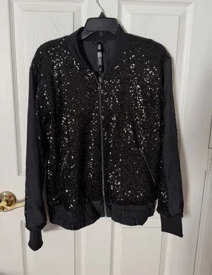 NWT Victoria’s Secret sport oversize Sequin Bomber Jacket - medium thumbnail 1