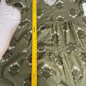 Old Navy Green and white midi dress #tiered #cottagecore size M thumbnail 8