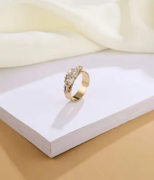 Stacked Crystal Gold Adjustable Ring thumbnail 2