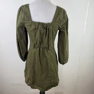 J.O.A. Just One Answer Olive Green Button Long Sleeve Dress Size Small thumbnail 5