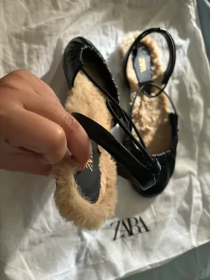 ZARA Fur Leather slippers Sandal thumbnail 5