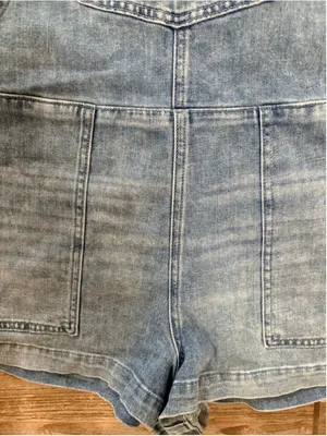 Aerie Werk & Play Denim Shortalls Women’s Size M Blue thumbnail 8