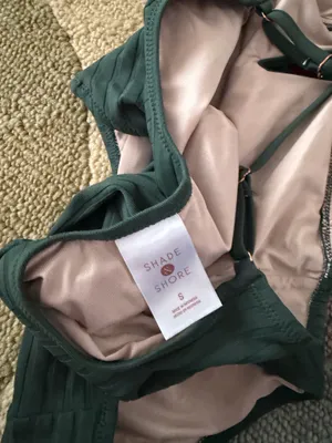 Shade & Shore Target Dark Green Plunge Front One Piece Swimsuit Women’s Small thumbnail 4