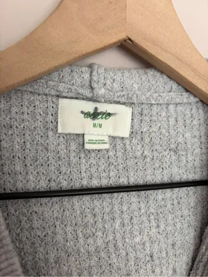 Aerie CozyUp Waffle Sweater Hoodie Gray Medium thumbnail 4