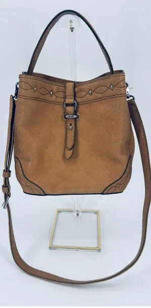 Frye Pipa Woodstock Bucket Bag Tan Leather Shoulder Crossbody Satchel thumbnail 1