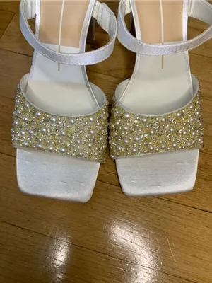 Dolce Vita Ivory Strappy Mules with Gold Pearl Beaded Toe - Size 7.5 thumbnail 8