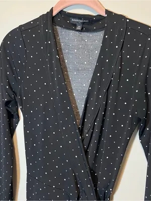 Banana Republic Women’s Black White Polka Dot Wrap Dress XS Classic‎ Business thumbnail 2
