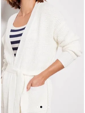 NWT Evereve Nico Wrap Cardigan Sweater Off White Women’s size Medium thumbnail 14