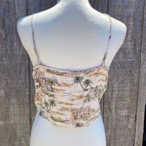 American Eagle Beach Print Faux Button Down Tank Top Size M thumbnail 2