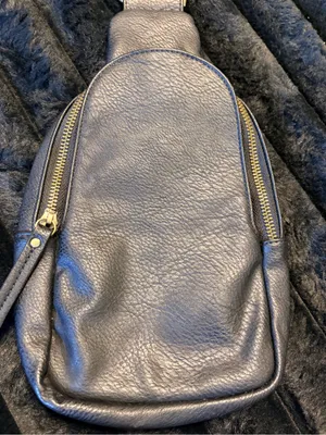 Anthropologie Sleek Black Leather Crossbody Sling Bag thumbnail 3