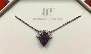 Bomb Party Necklace RBP5871 “Shimmering Moments” LC Ice Crystal on Hematite NWT thumbnail 2