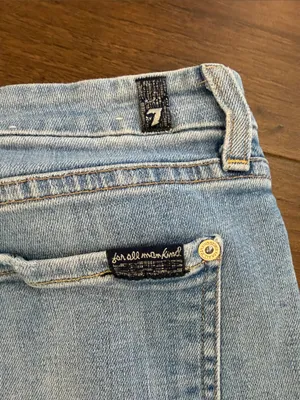 7 For All Mankind Light Blue Distressed Skinny Jeans w/ Glitter Size 30 - C8-064 thumbnail 10