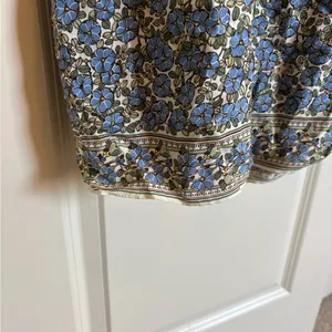 Max Studio Floral Smocked Prairie Cottage Dress with Blue Green and White thumbnail 4