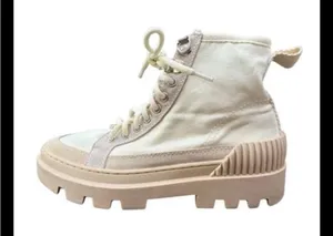 Gianni Bini Women’s High Top Sneakers Boots Sz 7M | Chunky Lug Sole Cream Beige thumbnail 2