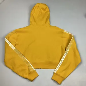Vans Off The Wall Cropped Full Zip Hoodie Sweatshirt Mustard Yellow Size Medium NEW! thumbnail 2