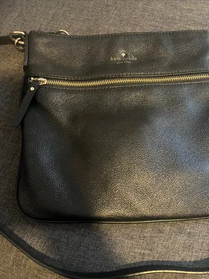 kate spade Black Pebbled Leather Crossbody with Gold Chain Trim thumbnail 3