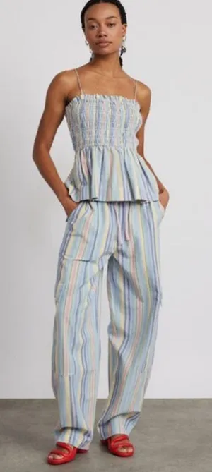 Damson Madder Pastel Stripe Hope Shirred Cami & Sicily Cargo Trouser Set size 4 thumbnail 1