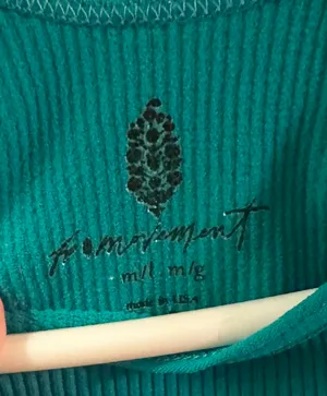 FP Movement Happiness Runs Crop Tank M/L Teal Ribbed High Neck Free People thumbnail 2