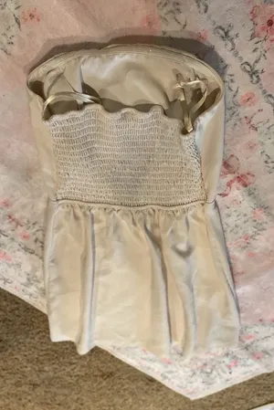 & Other Stories Strapless white dress thumbnail 1