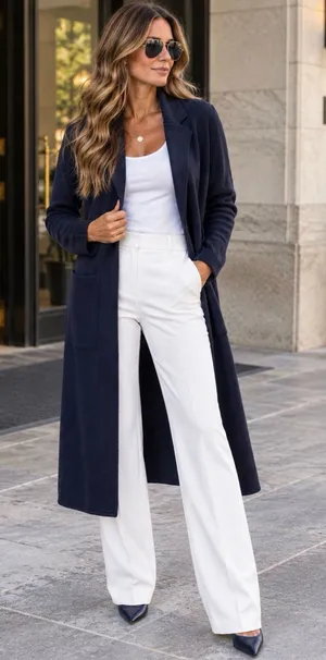 J. Crew 100% Cotton Navy Open-Front Long Cardigan Coatigan thumbnail 1