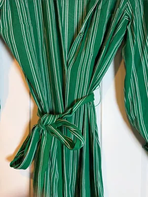 Maeve‎ Green Striped Midi Shirt Dress with Tie Waist 8 thumbnail 4