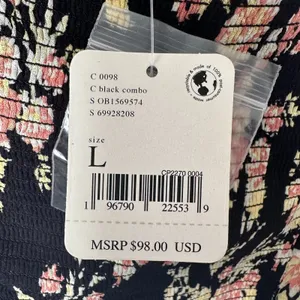 Free People Size-L/G Top Hilary‎ Printed Floral Cropped Black thumbnail 6