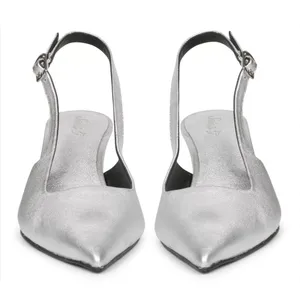 Saint G Leather Slingback Kitten Heel Cynara Silver Metallic Size 36 US 5.5 thumbnail 2