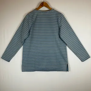 J. Jill Pure Jill Indigo Blue Striped Tunic Sweatshirt Kangaroo Pocket Small NEW thumbnail 2