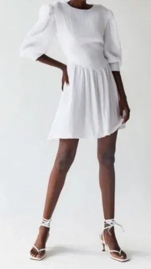 Tach‎ Anker Cotton Mini Dress White XS thumbnail 1