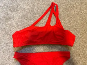 Xhilaration Red/Orange One Shoulder Strappy Bikini Set thumbnail 3