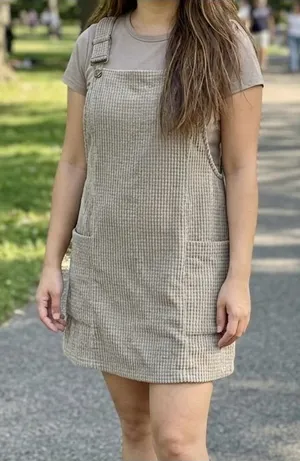 SHEIN Olive Green Corduroy Overall Romper thumbnail 1