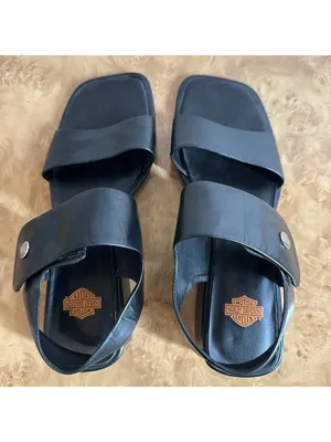 Harley-Davidson Black Leather Comfort Sandals Women's Size 8.5 Block Heel Moto thumbnail 2