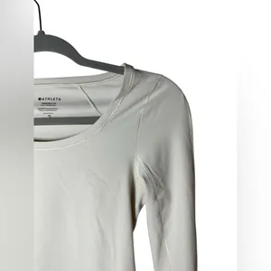 Athleta Transcend‎ Long Sleeve Crop Top cream Scoop Neck Size XS NWT thumbnail 4
