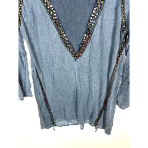 Free people sequin embellished‎ blue tunic thumbnail 3