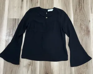 Amanda Uprichard Black Bell Sleeve Keyhole Blouse Top Women’s Small thumbnail 1