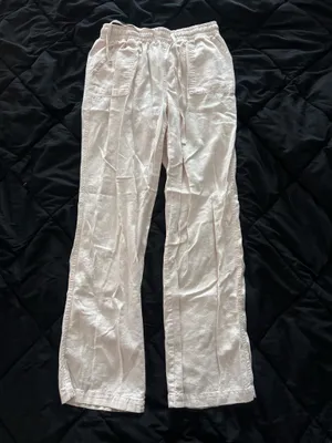 {CATO} Baby Pink Drawstring Linen Blend Beach Pants thumbnail 1