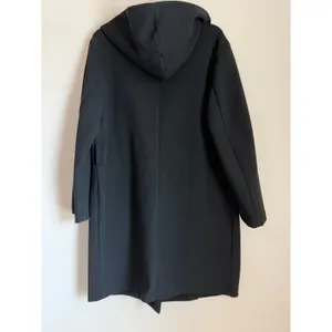 Zara Hooded Top Coat Oversized Womens Med Black Long Sleeve Button Front Ovecoat thumbnail 4