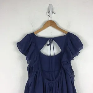 Free People Hailey Blue Oversized Ruffle Gauzy Mini Dress Small thumbnail 14