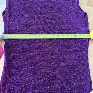 White House‎ Black Market Plum Purple Open Knit Sweater Top Cap Sleeve Medium thumbnail 8