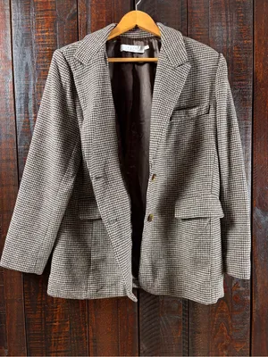 Astr Houndstooth Oversized Wool Blazer, Small thumbnail 2
