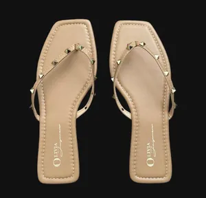 Olivia Ferguson Tan Gold Studded Sandals thumbnail 3