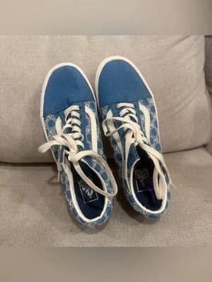 Vans Old Skool Platform Blue Denim Floral Sneakers 8.5 Men 10 Women thumbnail 2