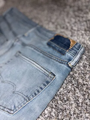American Eagle Outfitters Slim Straight Light Blue Jeans with Paint Details thumbnail 14