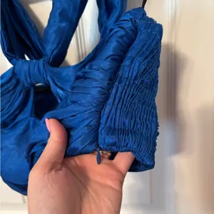 Zara Blue Cutout Draped Tank Top size XS thumbnail 2