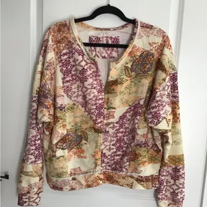Anthropologie Pilcro Size S‎ Sweatshirt Boxy Floral Patchwork Boho Long Sleeve thumbnail 1