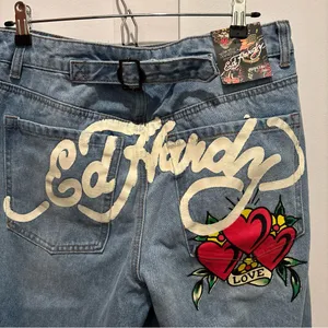 Ed Hardy Graphic Embroidered Heart Wide Leg Jeans thumbnail 4