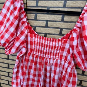 Day + Moon Pink‎ And Red Plaid Romper Size Large Pink thumbnail 8