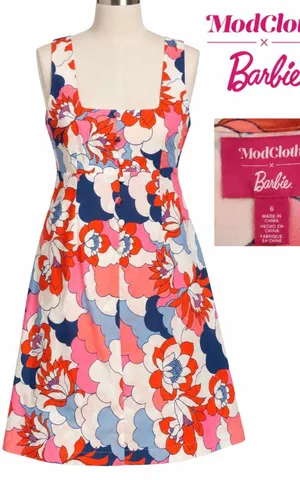 ModCloth x Barbie Retro Repercussions Floral Babydoll Dress Size 6 thumbnail 1
