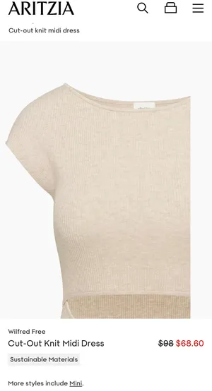 Wilfred Free Aritzia Cutout Knit Midi Dress thumbnail 7