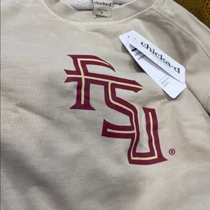 College Corner FSU Women’s Crewneck Chicka-D Natural Small Oversized NEW thumbnail 3